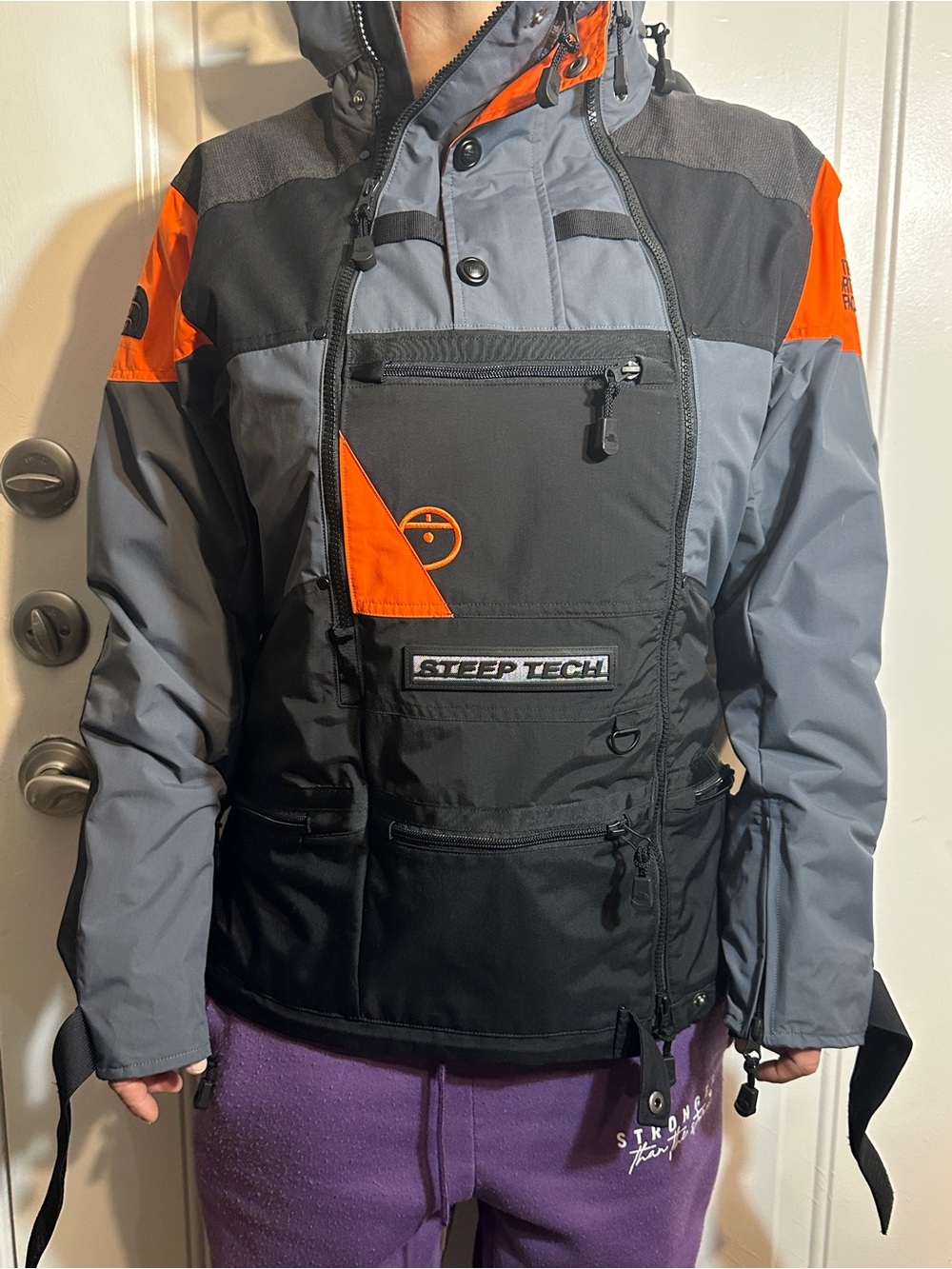 The North Face Steep Tech Colorblocked Black, Gray & Orange Anorak
